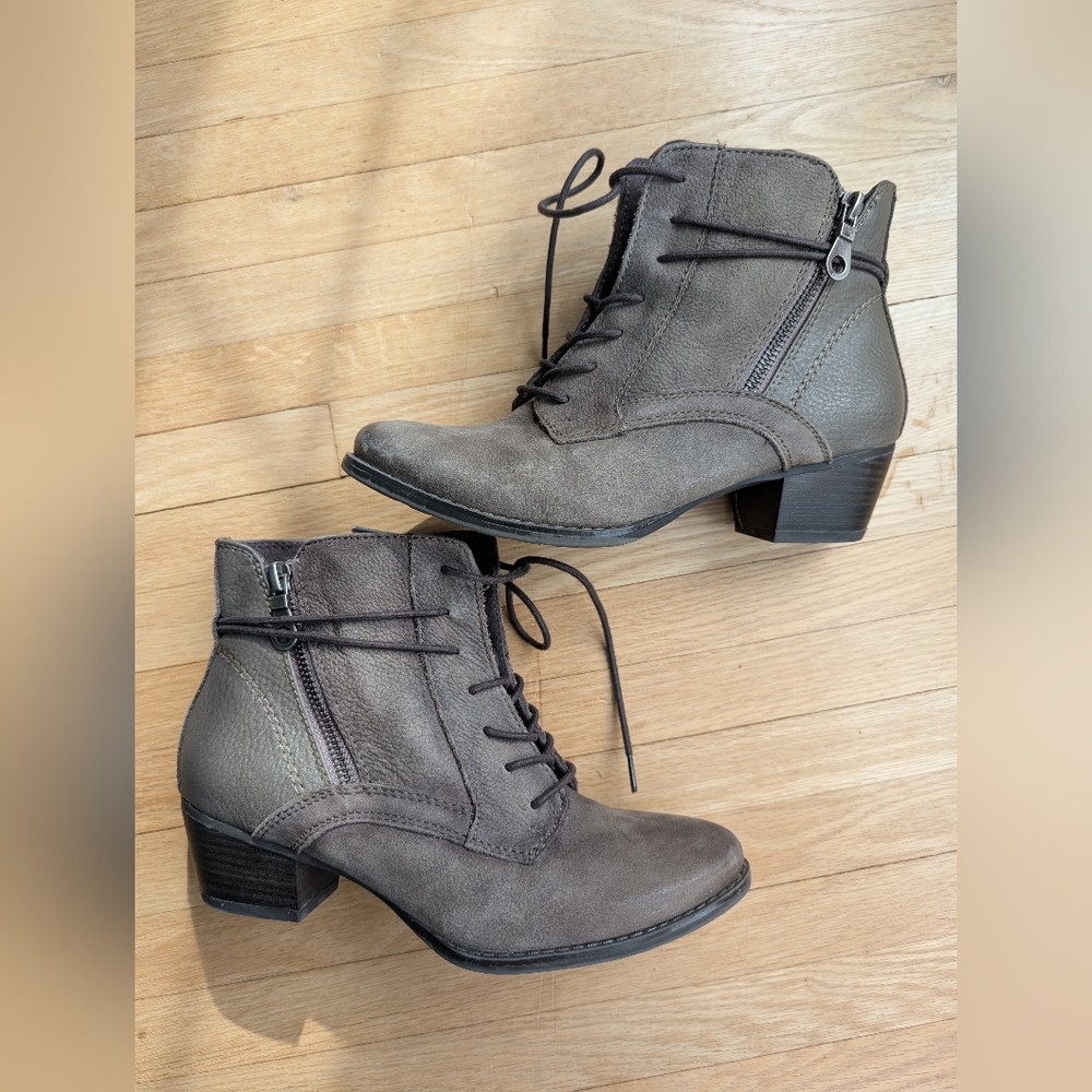 Luca Ferri Grey Leather Lace-Up Ankle Boots - Size 7